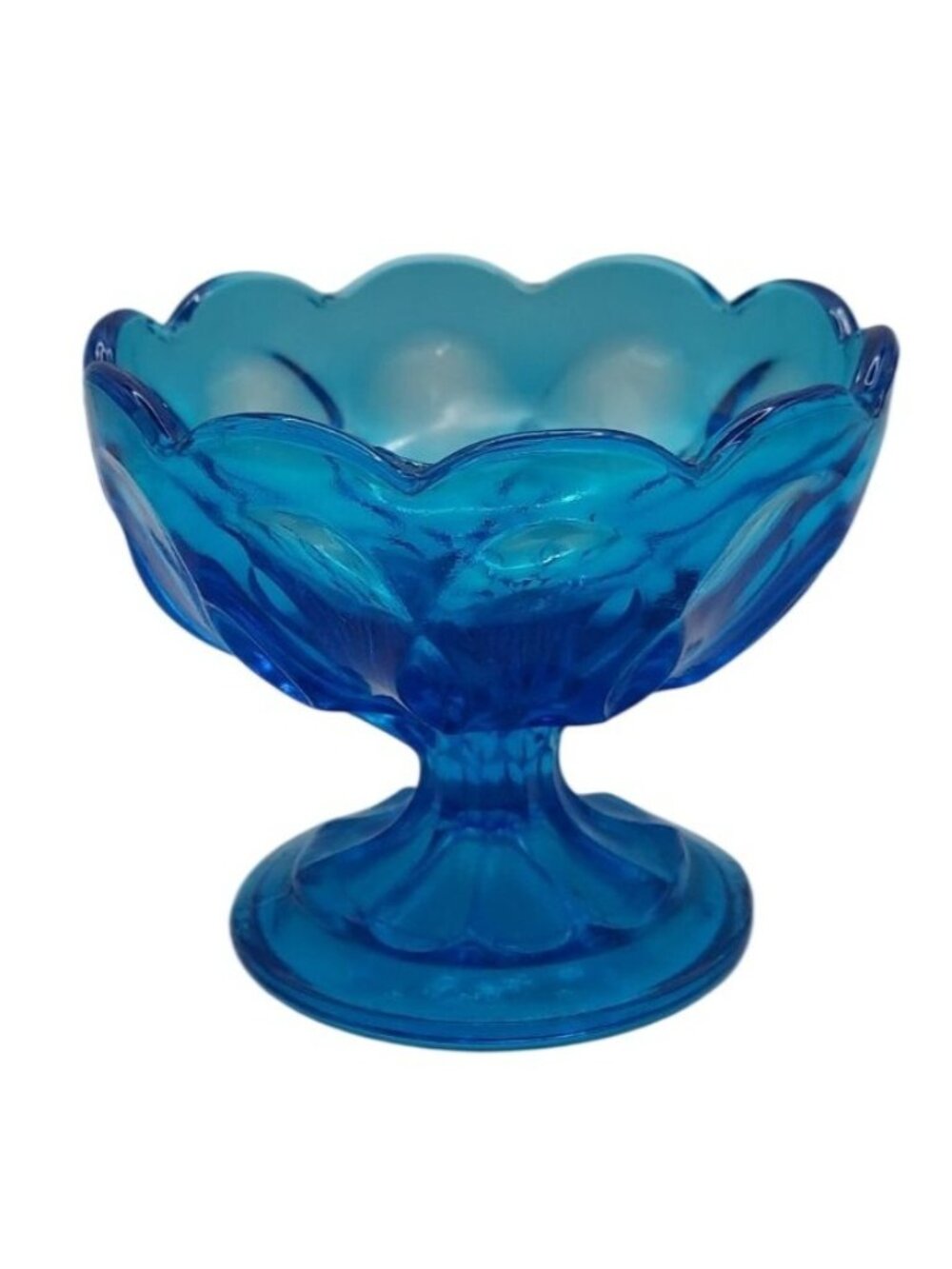 Anchor Hocking Glass Candy Bowl Dish Fairfield Blue Pedestal Compote Vintage MCM